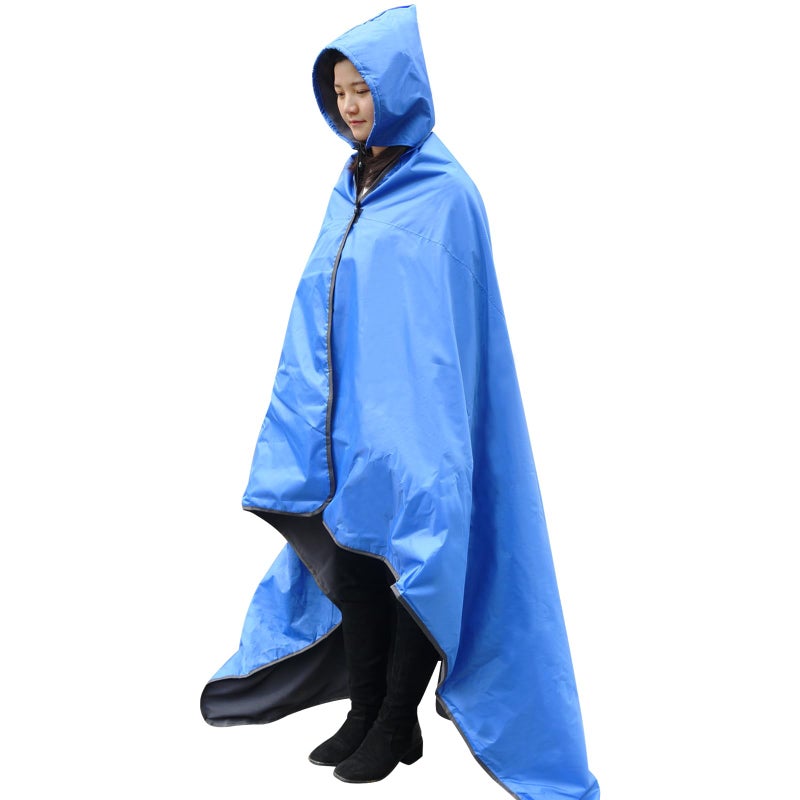 DUKUSEEK Outdoor Waterproof Stadium Blanket, XL Large (79x56) Hooded Stadium Blankets with Fleece,Portable,Warm Outside Blankets for Cold Weather, Camping, Sports, Beach, Football, Festivalsâ€¦ - Image 1